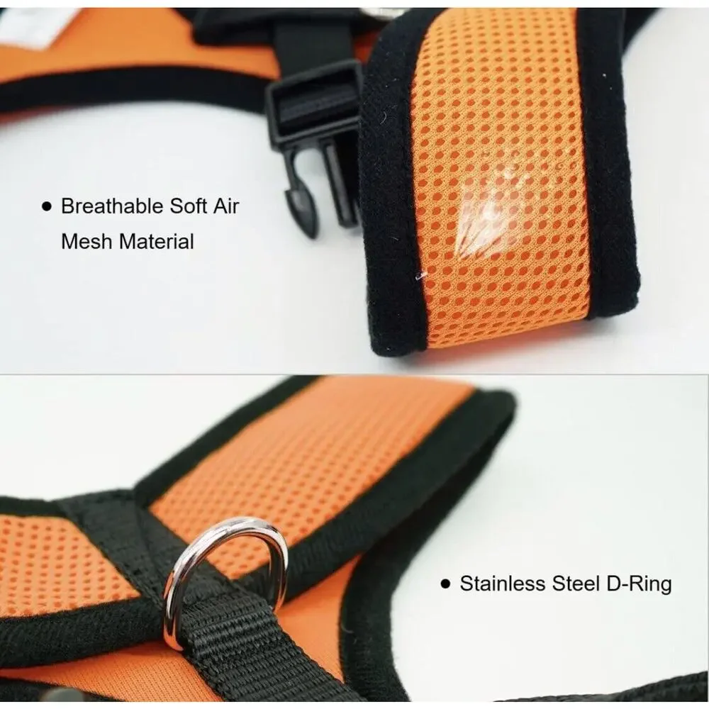 WONDERPUP Adjustable￼‎ Soft Mesh Dog Harness No-pull Comfort Padded Orange￼ Sz M